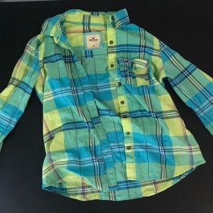 Blue and green plaid Hollister shirt